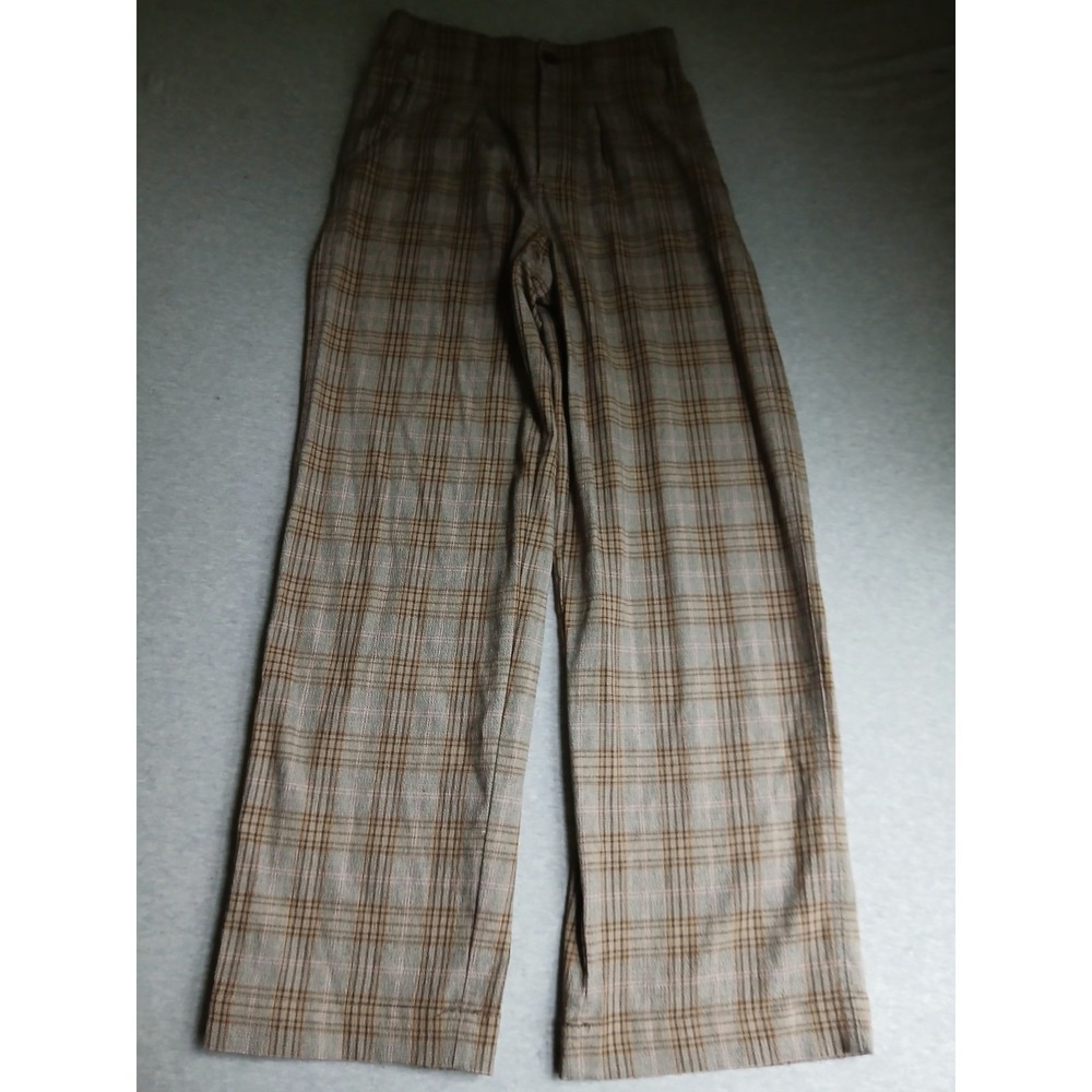 Madewell Pants 26 Pleated Wide Leg Trouser Preppy Office Plaid Work Career